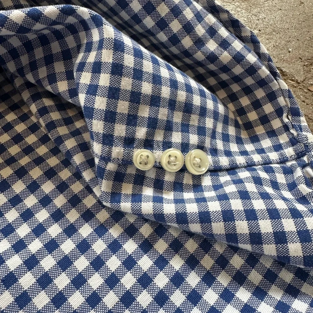 Ralph Lauren Button Down Men 3XLT Blue Gingham Check Plaid LS‎ Shirt Flesh Pony